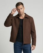 Moderner Minimalblouson mit Hemdkragen und verdeckter Front R&B