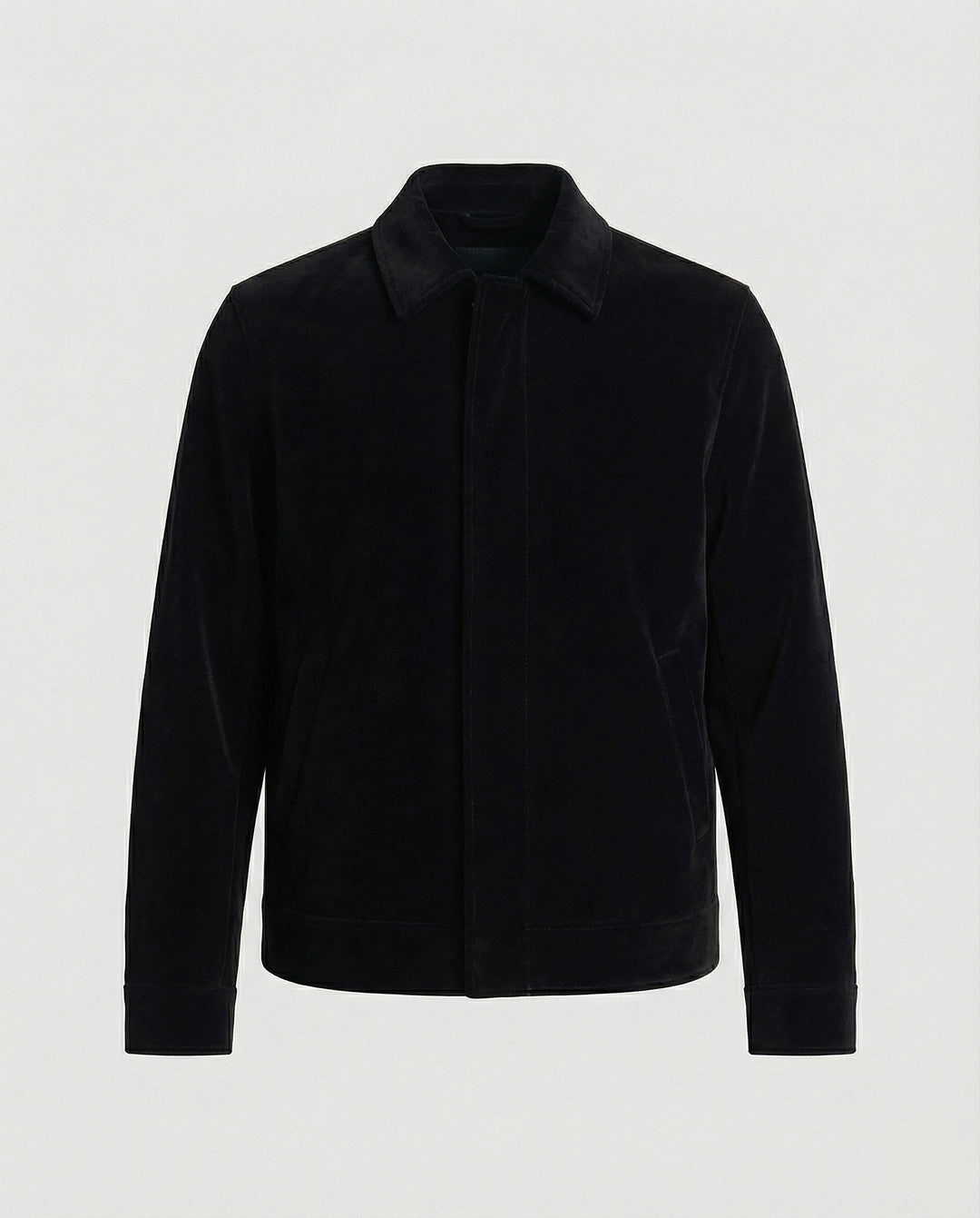 Moderner Minimalblouson mit Hemdkragen und verdeckter Front R&B