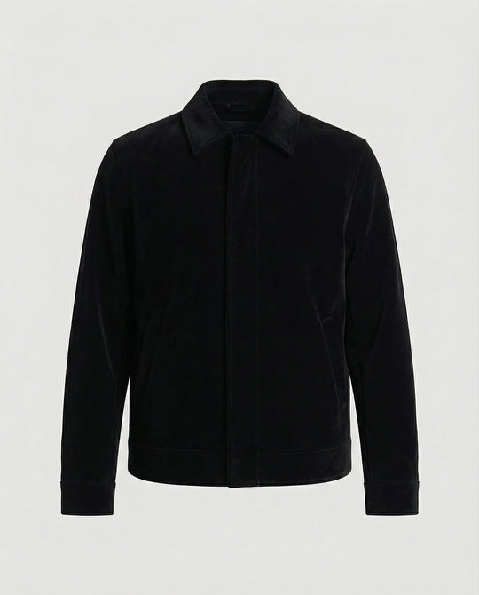 Moderner Minimalblouson mit Hemdkragen und verdeckter Front R&B