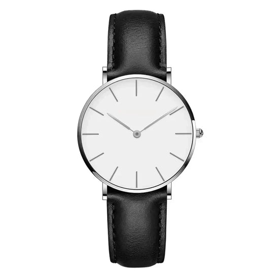 R&B | Runde Zeitlose Minimalistische Uhr mit Lederarmband für Frauen