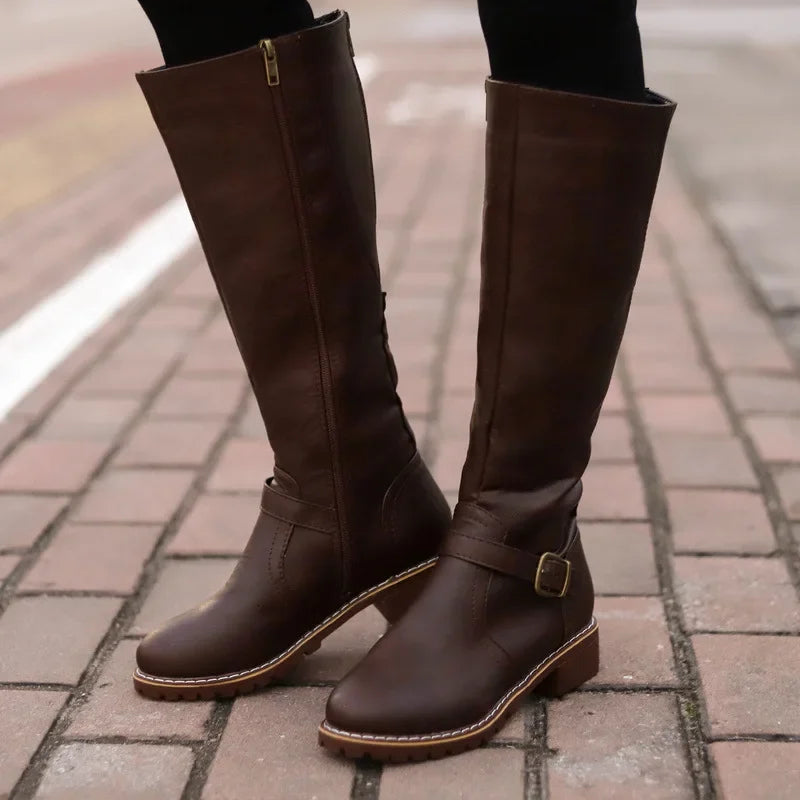 R&B | High-Top Biker Stiefel für Frauen – Edgy Stil mit Chunky Absatz