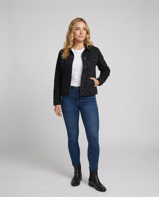 High Waist Jeans Dunkelblau Weites Bein Damen Denim Hose