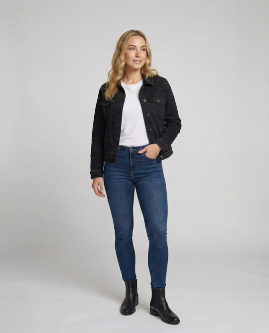 High Waist Jeans Dunkelblau Weites Bein Damen Denim Hose