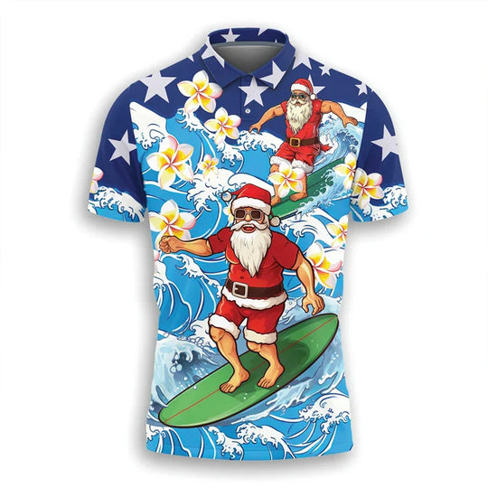 R&B | Santa Claus Polo Shirt - Stylisches Herren-Polohemd mit festlichem Design und bequemer Passform