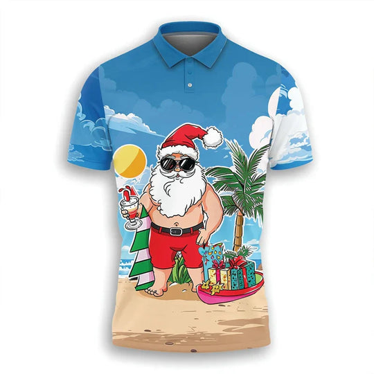 R&B | Santa Claus Polo Shirt - Stylisches Herren-Polohemd mit festlichem Design und bequemer Passform