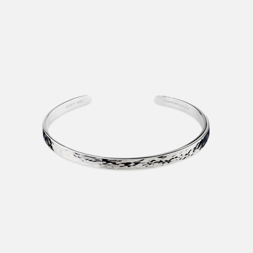 R&B | Schlankes Silberarmband mit Gehämmertem Muster für Herren