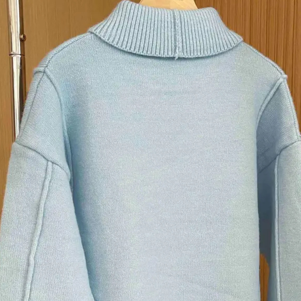R&B | Damen Strickpullover Aus  – Zeitloses Design In Aprikose, Himmelblau und Weiß