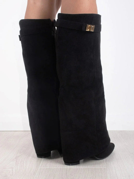 Hohe Stiefel - Spitzes Ende - Stiefel mit Absatz - Stiefel mit weitem Schaft R&B