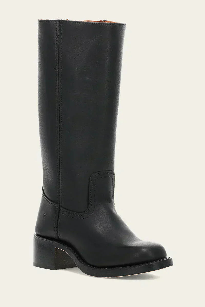 Hohe Stiefel - Damen Leder Blockabsatz Kniehohe Stiefel R&B