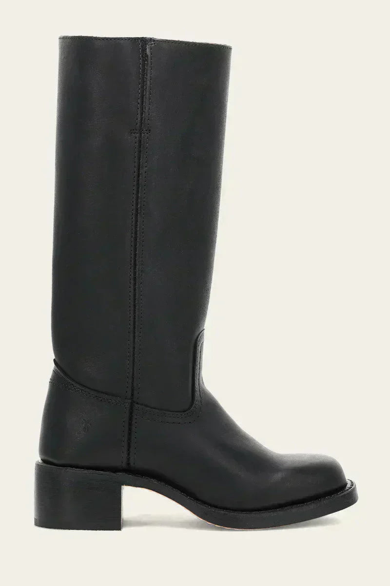 Hohe Stiefel - Damen Leder Blockabsatz Kniehohe Stiefel R&B