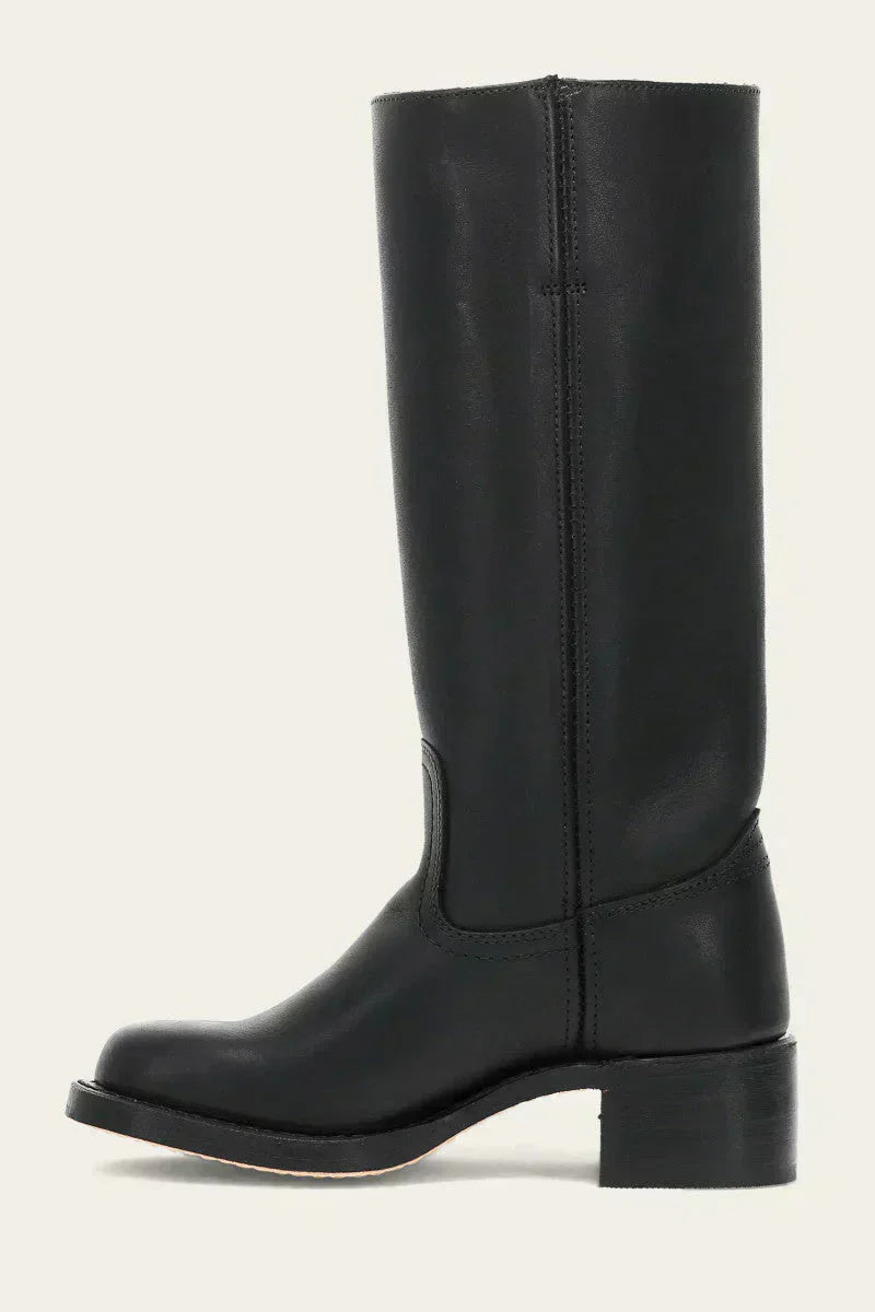 Hohe Stiefel - Damen Leder Blockabsatz Kniehohe Stiefel R&B