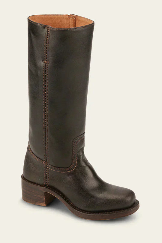 Hohe Stiefel - Damen Leder Blockabsatz Kniehohe Stiefel R&B
