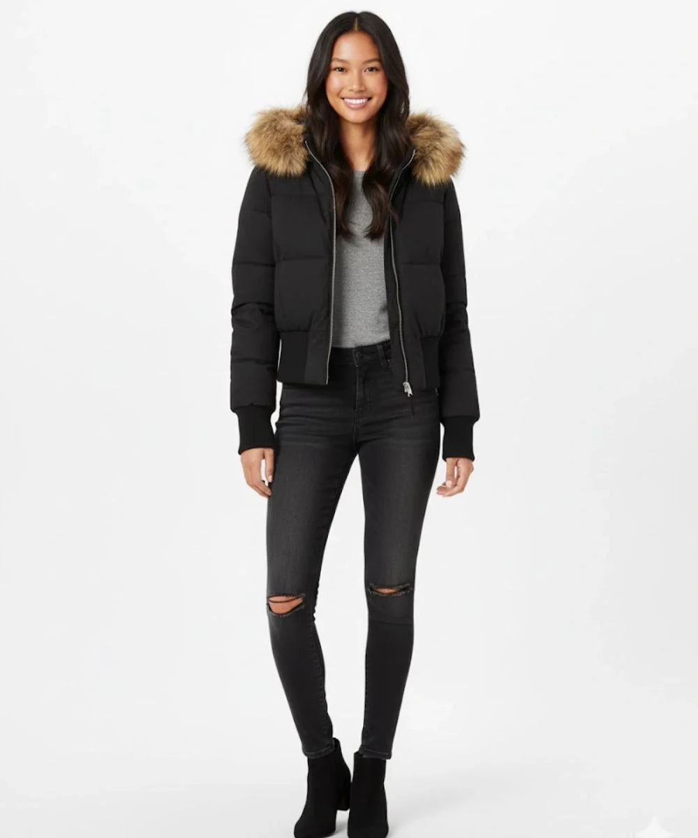 Damen Gesteppt Winterjacke mit Warm & Abnehmbarer Kapuze | R&B