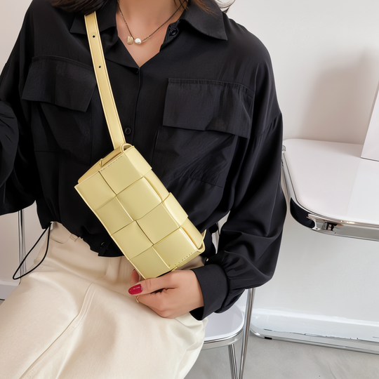 R&B | Geblockte Umhängetasche Vegan Leder Damen Geflochtene Tasche Frauen