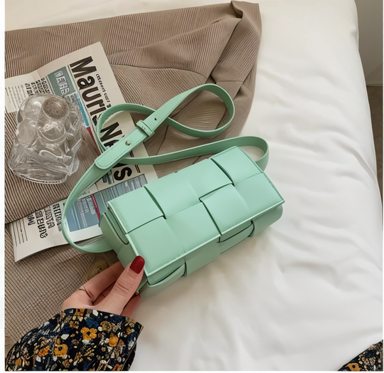 R&B | Geblockte Umhängetasche Vegan Leder Damen Geflochtene Tasche Frauen