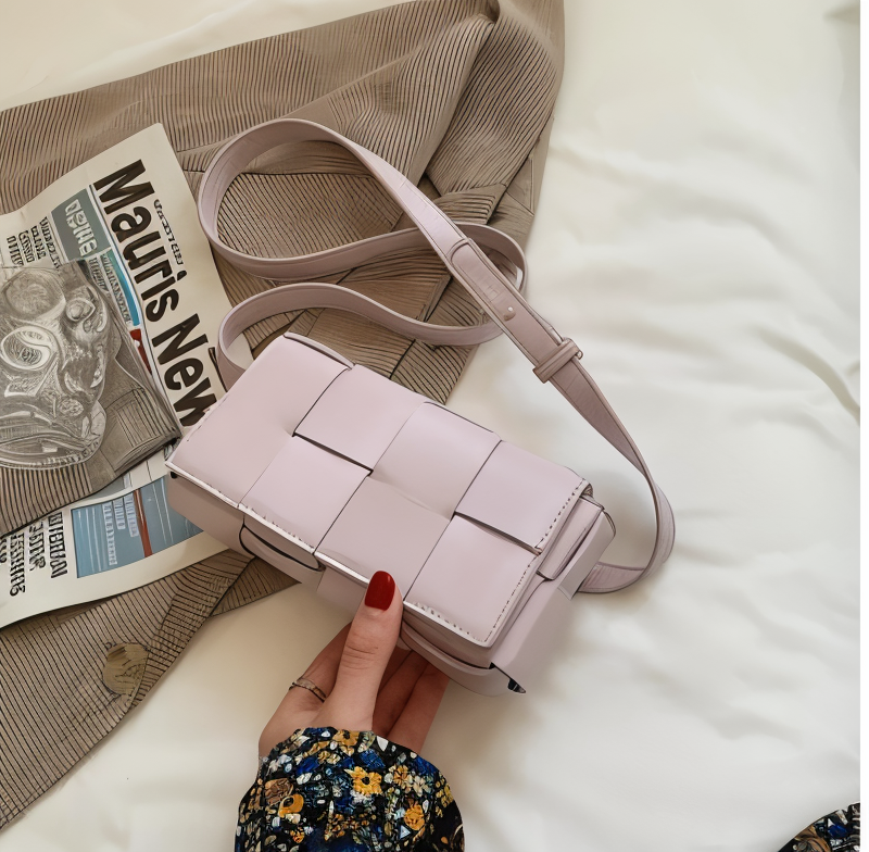 R&B | Geblockte Umhängetasche Vegan Leder Damen Geflochtene Tasche Frauen
