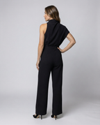 R&B | Damen Jumpsuit mit Rundhalsausschnitt, Armellos und Weitem Bein