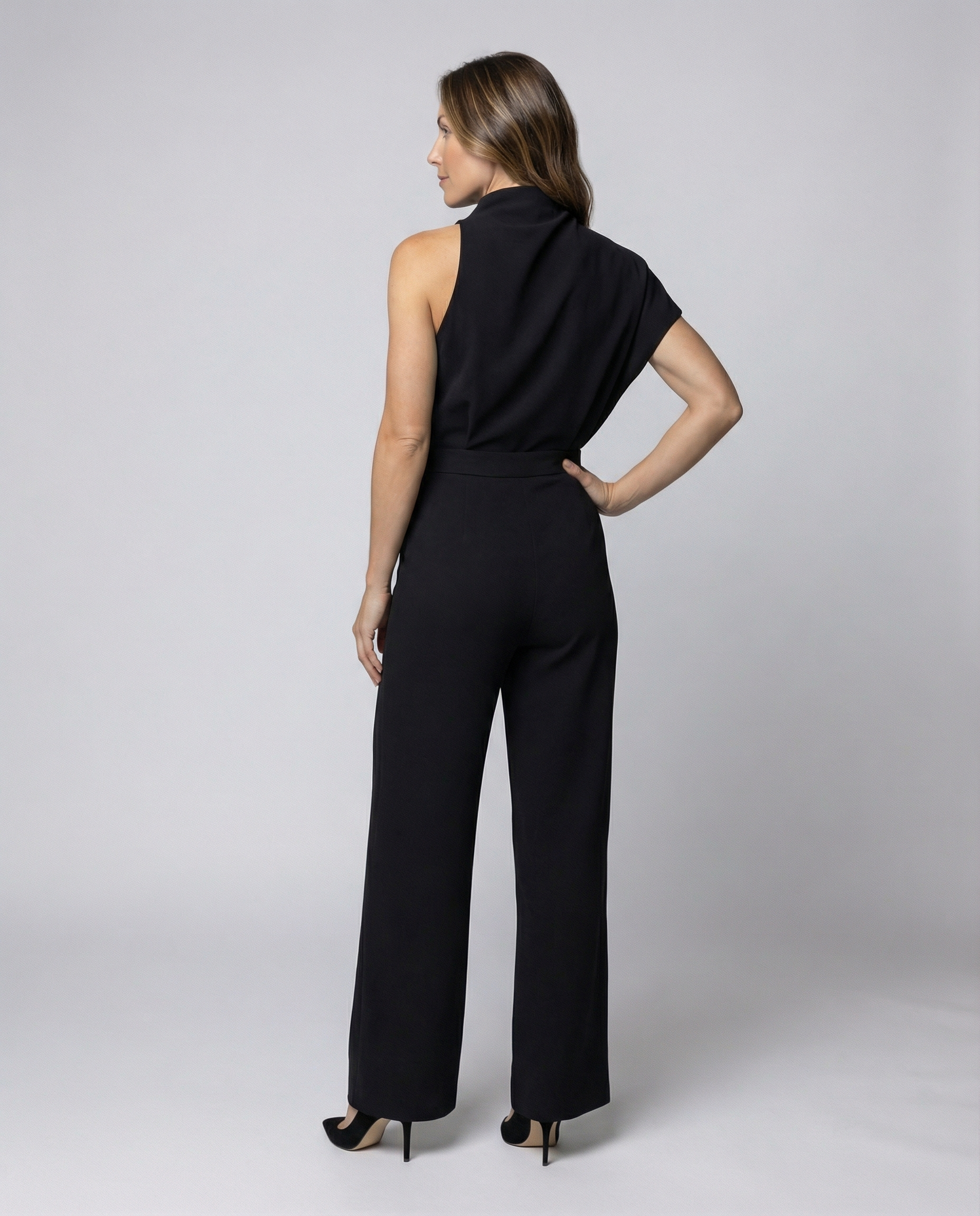 R&B | Damen Jumpsuit mit Rundhalsausschnitt, Armellos und Weitem Bein
