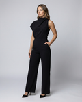 R&B | Damen Jumpsuit mit Rundhalsausschnitt, Armellos und Weitem Bein