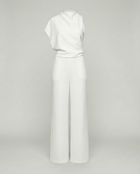 R&B | Damen Jumpsuit mit Rundhalsausschnitt, Armellos und Weitem Bein