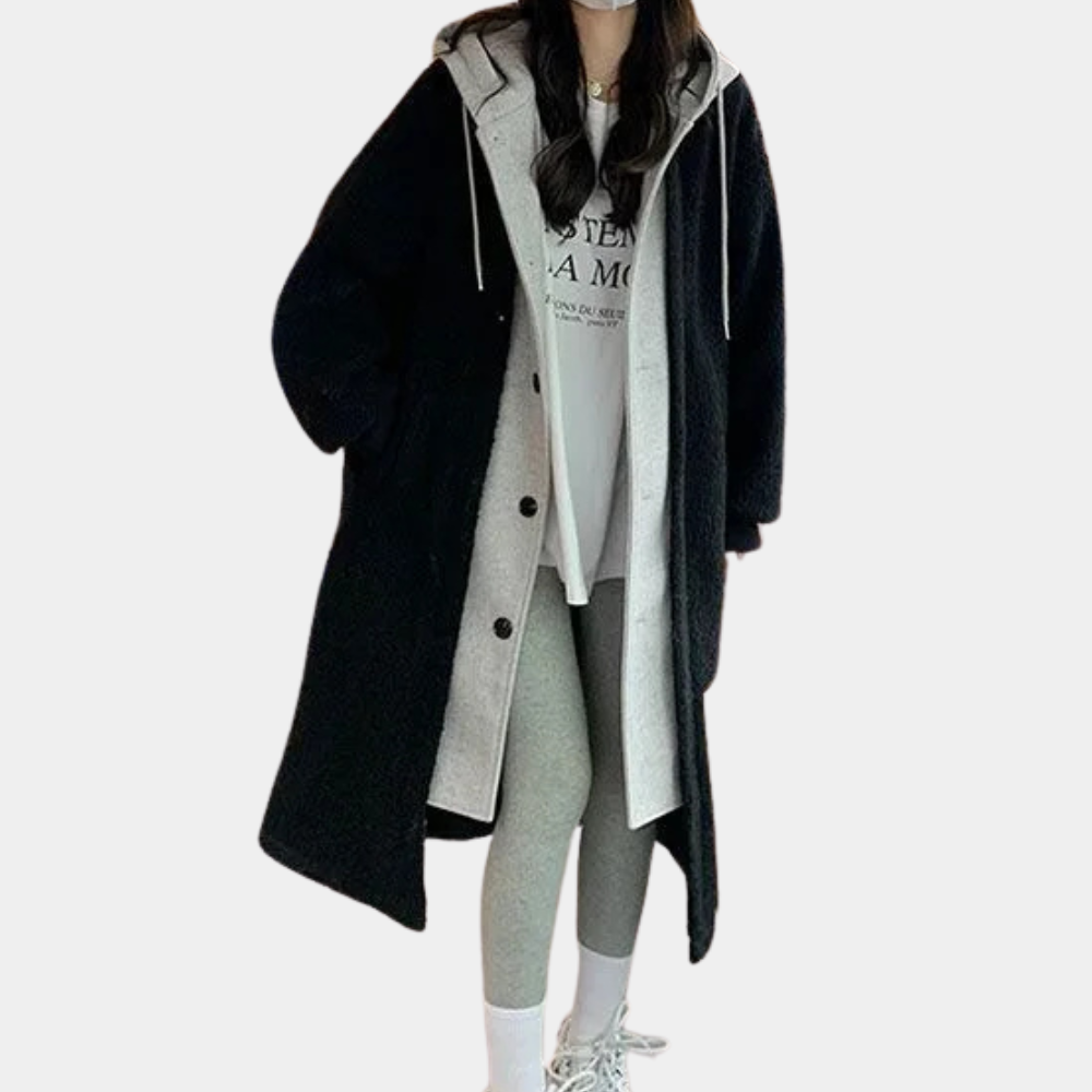 R&B | Lässige Lange Damenjacke mit Kapuze