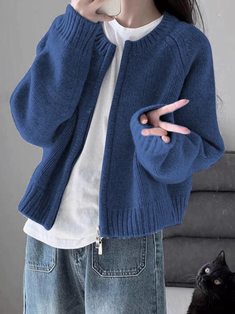 R&B | Stilvolle Blaue Strickjacke für Frauen