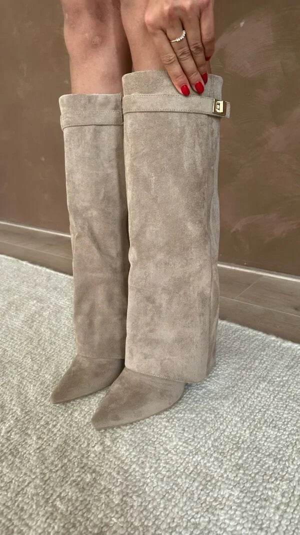 R&B | Hochwertige kniehohe Stiefel aus Wildleder