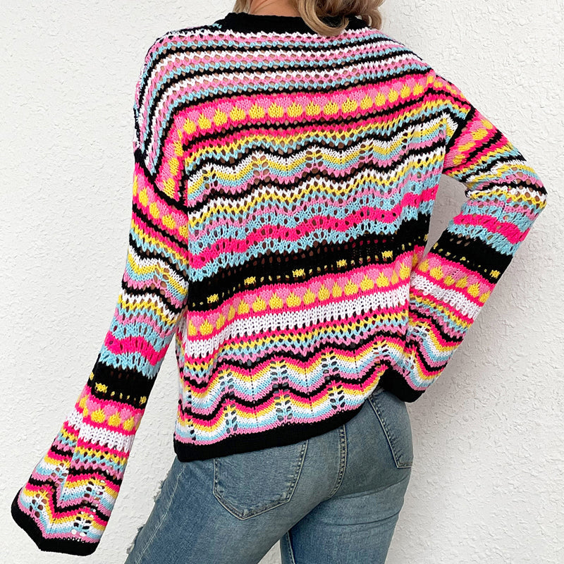 R&B | Gestreifter Strickpullover Mit Feinem Design