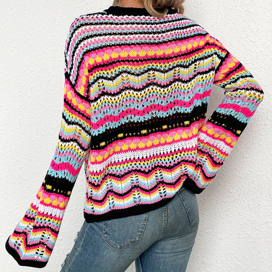R&B | Gestreifter Strickpullover Mit Feinem Design