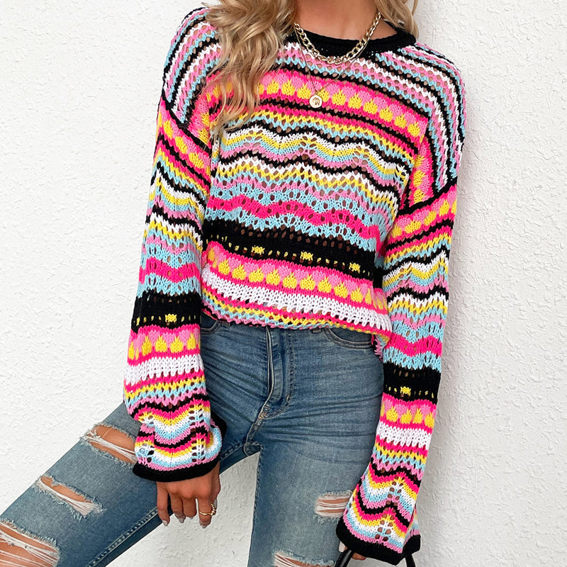 R&B | Gestreifter Strickpullover Mit Feinem Design