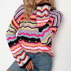 R&B | Bunte Strickjacke mit Muster Acryl Trendy und Bequem