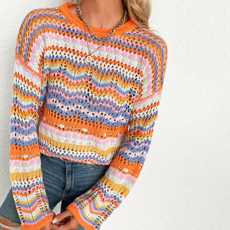 R&B | Gestreifter Strickpullover Mit Feinem Design