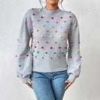 R&B | Lässiger Strick-Pompons-Pullover