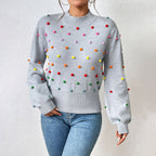 R&B | Lässiger Strick-Pompons-Pullover