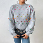 R&B | Lässiger Strick-Pompons-Pullover