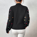 R&B | Lässiger Strick-Pompons-Pullover