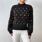 R&B | Lässiger Strick-Pompons-Pullover