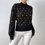 R&B | Lässiger Strick-Pompons-Pullover