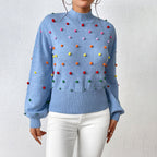 R&B | Lässiger Strick-Pompons-Pullover