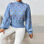 R&B | Lässiger Strick-Pompons-Pullover