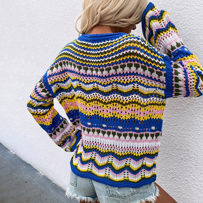 R&B | Gestreifter Strickpullover Mit Feinem Design