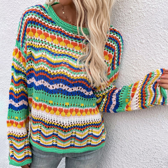 R&B | Gestreifter Strickpullover Mit Feinem Design