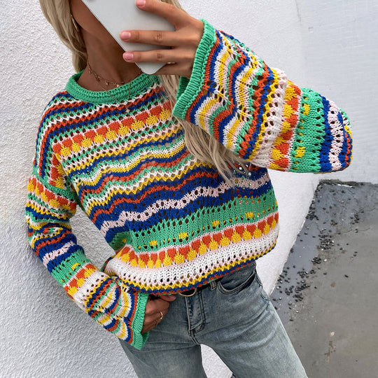 R&B | Gestreifter Strickpullover Mit Feinem Design