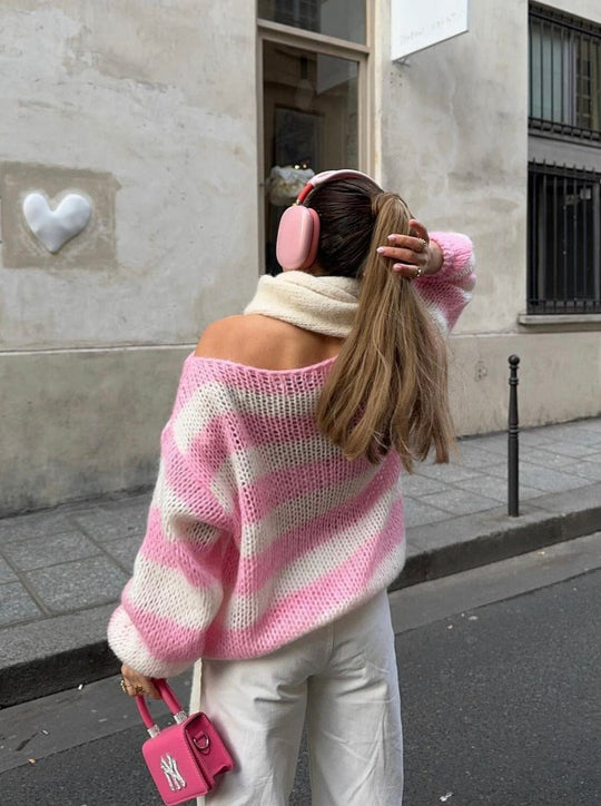 R&B | Gestreifter Strickpullover Weich und Bequem Perfekt für Den Alltag