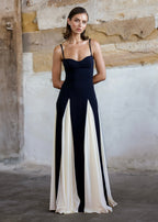 Spaghettibandje Farbblock Swing Maxikleid