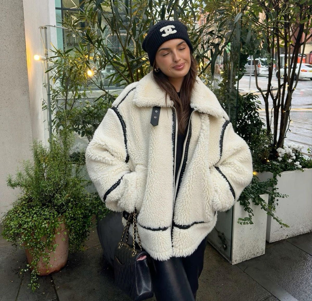 R&B | Shearling-Jacke - Übergroßer Schnitt - Weiche Textur - Warme Fütterung - Reißverschlussöffnung