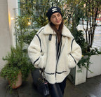 R&B | Shearling-Jacke - Übergroßer Schnitt - Weiche Textur - Warme Fütterung - Reißverschlussöffnung