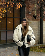 R&B | Shearling-Jacke - Übergroßer Schnitt - Weiche Textur - Warme Fütterung - Reißverschlussöffnung