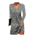 Glitzerndes Damen Paillettenkleid mit Langen Ärmeln für Party & Events - R&B