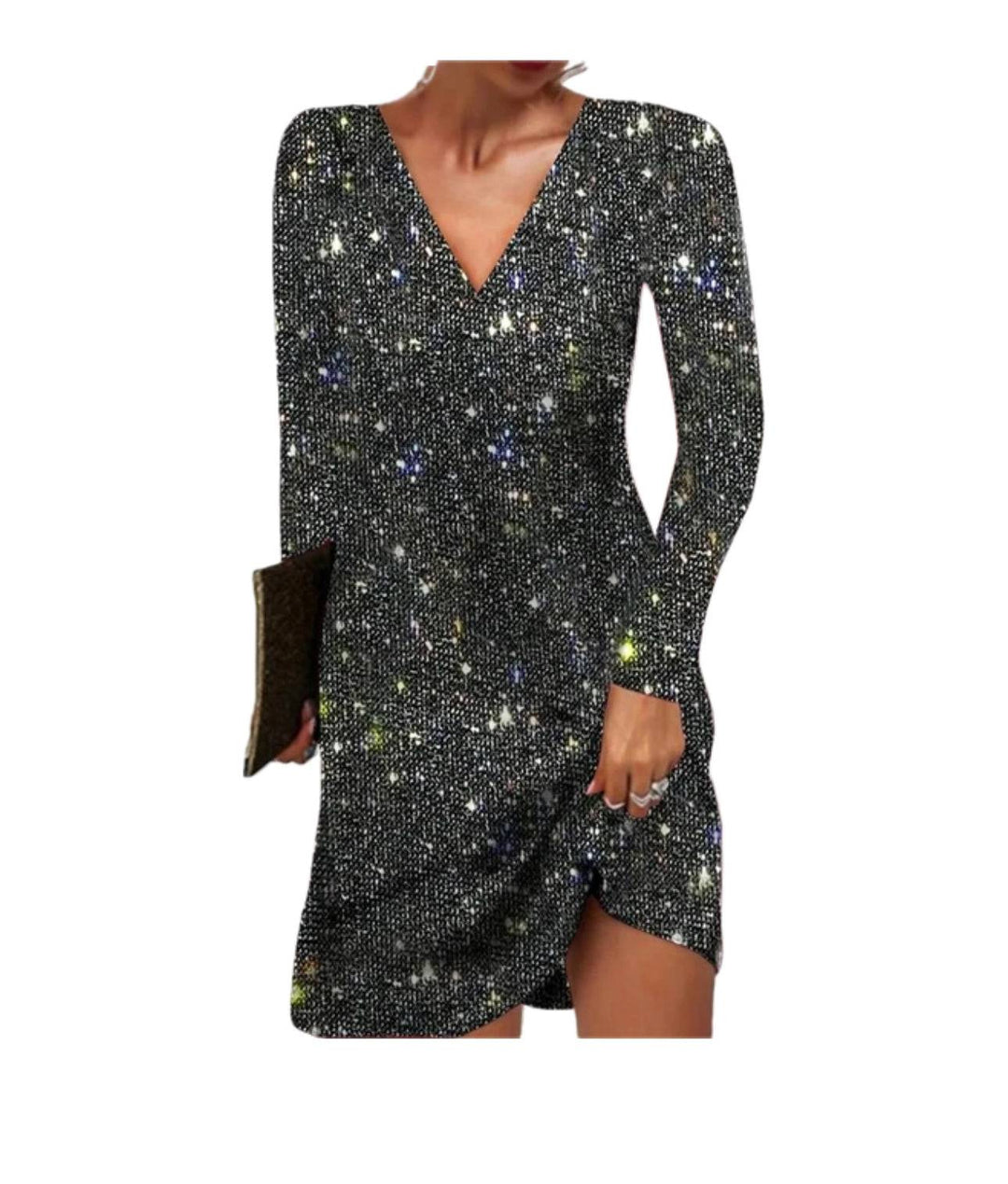 Glitzerndes Damen Paillettenkleid mit Langen Ärmeln für Party & Events | R&B